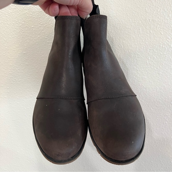 Sorel Blackened Brown Harlow Chelsea Waterproof Ankle Leather Bootie Size 7.5 - Picture 14 of 15